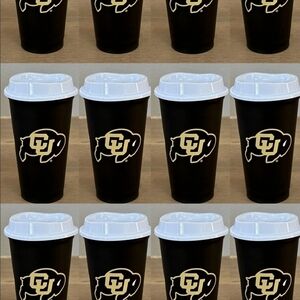 Starbucks Bundle Of 4 University of Colorado  Plastic Cup w/ Lid Black 16oz